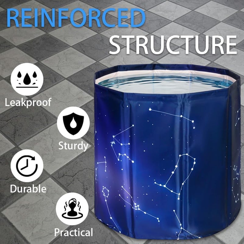 Simcat Sincat Portable Foldable Ice Bath Tub, Large Portable Bath Tub for Adults, Suitable for Outdoor Gym, Easy to Assemble Collapsible Bathtub, Ice Bath, Family Bathroom SPA Tub(31.5 in Gradient Blue) - Image 5